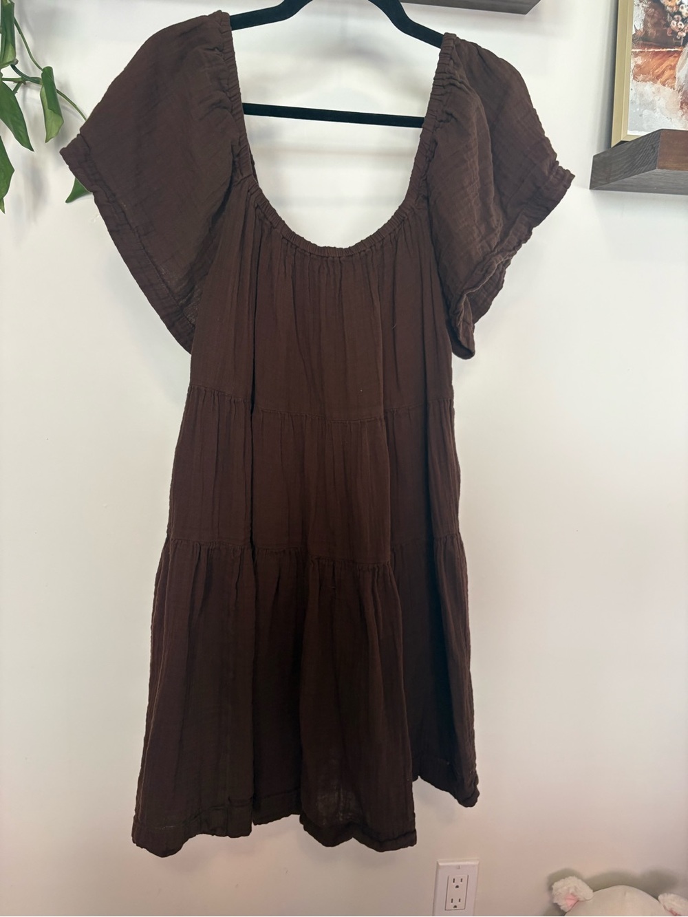 Old Navy Chocolate Brown Tiered Scoop-Neck Mini Dress